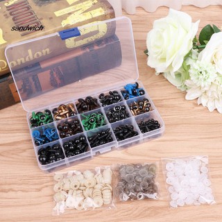 SDWC 264Pcs/Set 6-12mm Plastic Doll Bear Eye with Washers DIY Toy Making Accessories