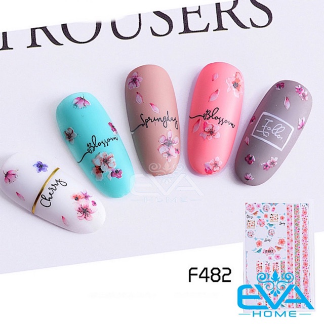 Miếng Dán Móng Tay 3D Nail Sticker Tráng Trí Hoạ Tiết Bông Hoa F482