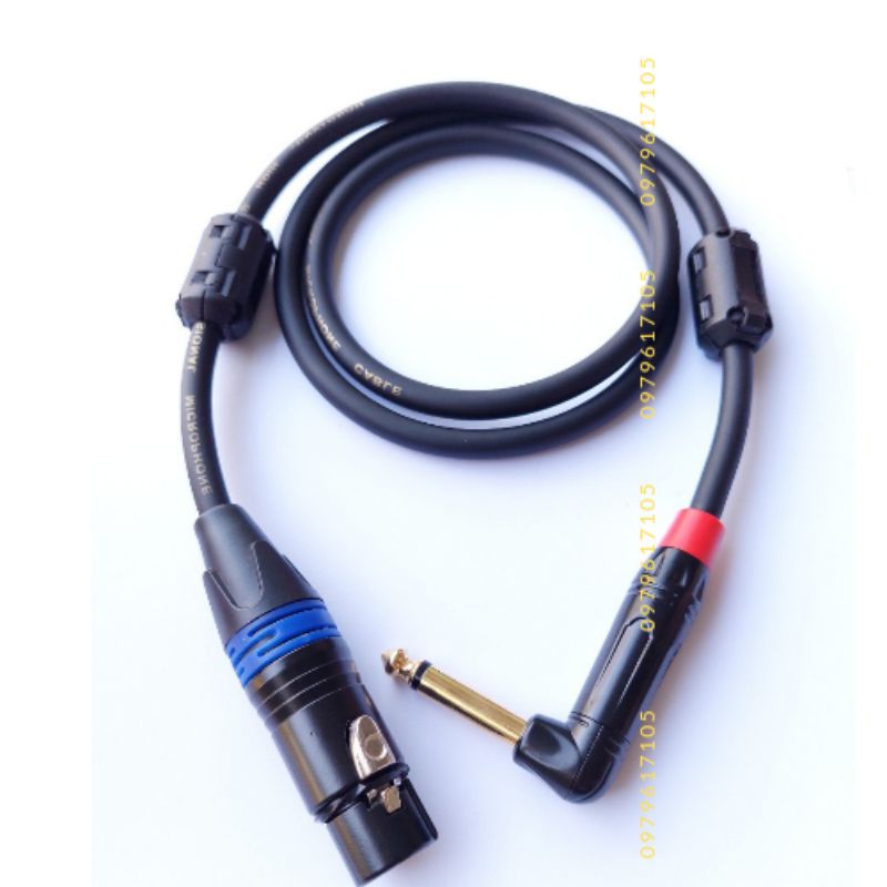 Dây canon cái ra đầu 6ly cong L dài 80cm, 1m