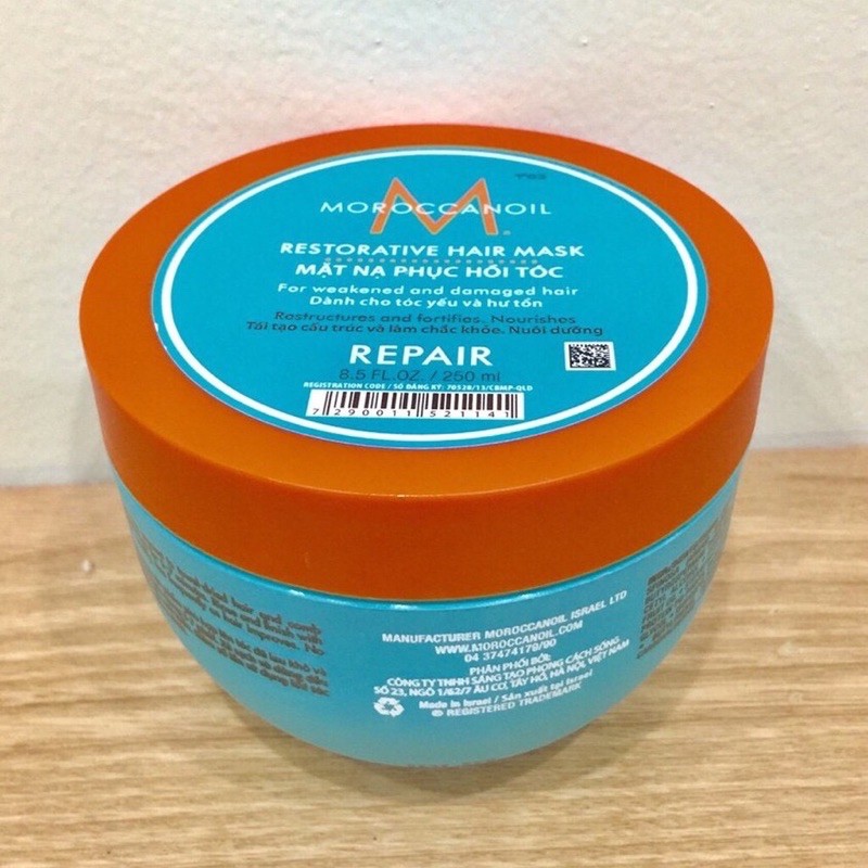 Hấp dầu (mặt nạ) phục hồi tóc Moroccanoil Repair Mask 250ml ( viền vàng)