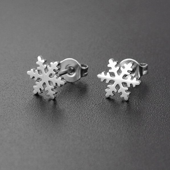 Snowflake Earring khuyên tai titan hoa tuyết không gỉ không đen không dị ứng cho nam nữ Unisex