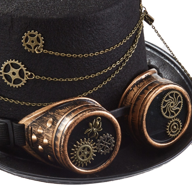 Mũ Hóa Trang Halloween Phong Cách Steampunk Kèm Kính Bảo Hộ
