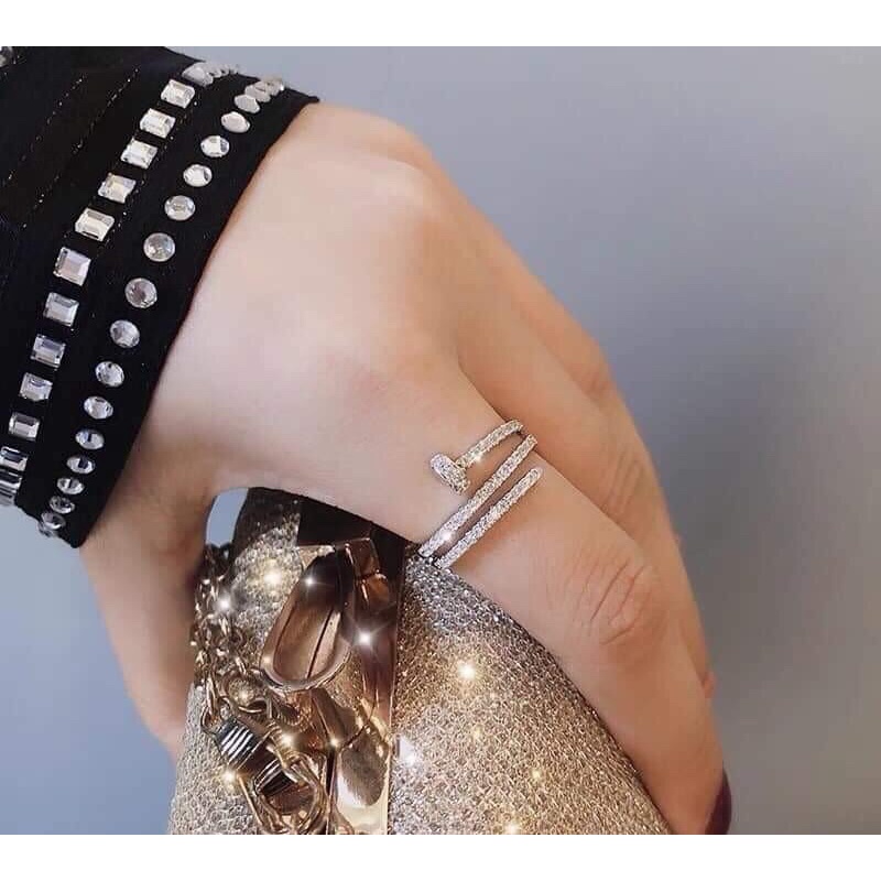 nhẫn đinh , nhẫn nữ phun đá