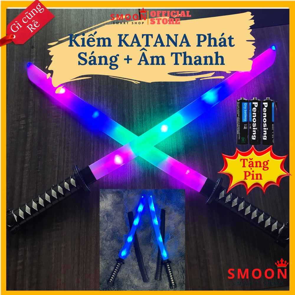 Kiếm katana phát sáng 68cm (Tặng Pin), Kiếm ánh sáng, đồ chơi có đèn và âm thanh- SMOON