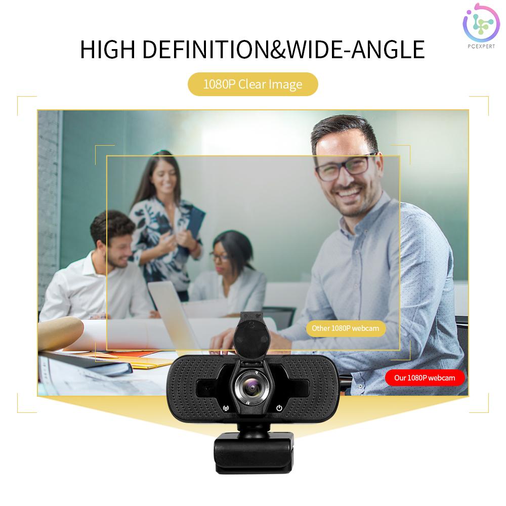 1080P Webcam High Definition USB Web Camera with Privacy Cover Noise Isolating Microphone for Laptop/Desktop Computer