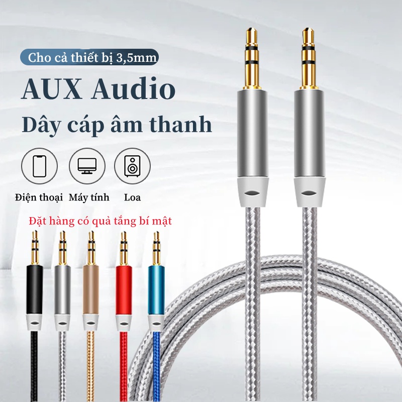 💝có quả tắng💝 Dây AUX Kết Nối Loa, Giắc Aux 2 đầu 3.5 mm, dài 1.5m dành cho audio kết nối âm thanh laptop, điện thoại