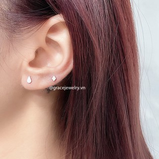 Khuyên tai bạc Grace - Thoi nụ Lozenge Stud (chiếc)