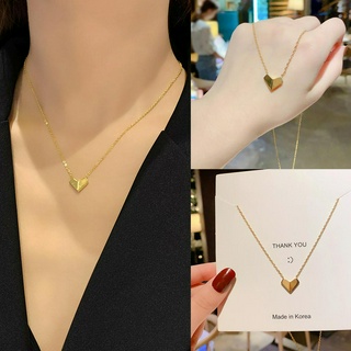 Golden Heart Shaped Titanium Steel Simple Necklace Fashion Accessories