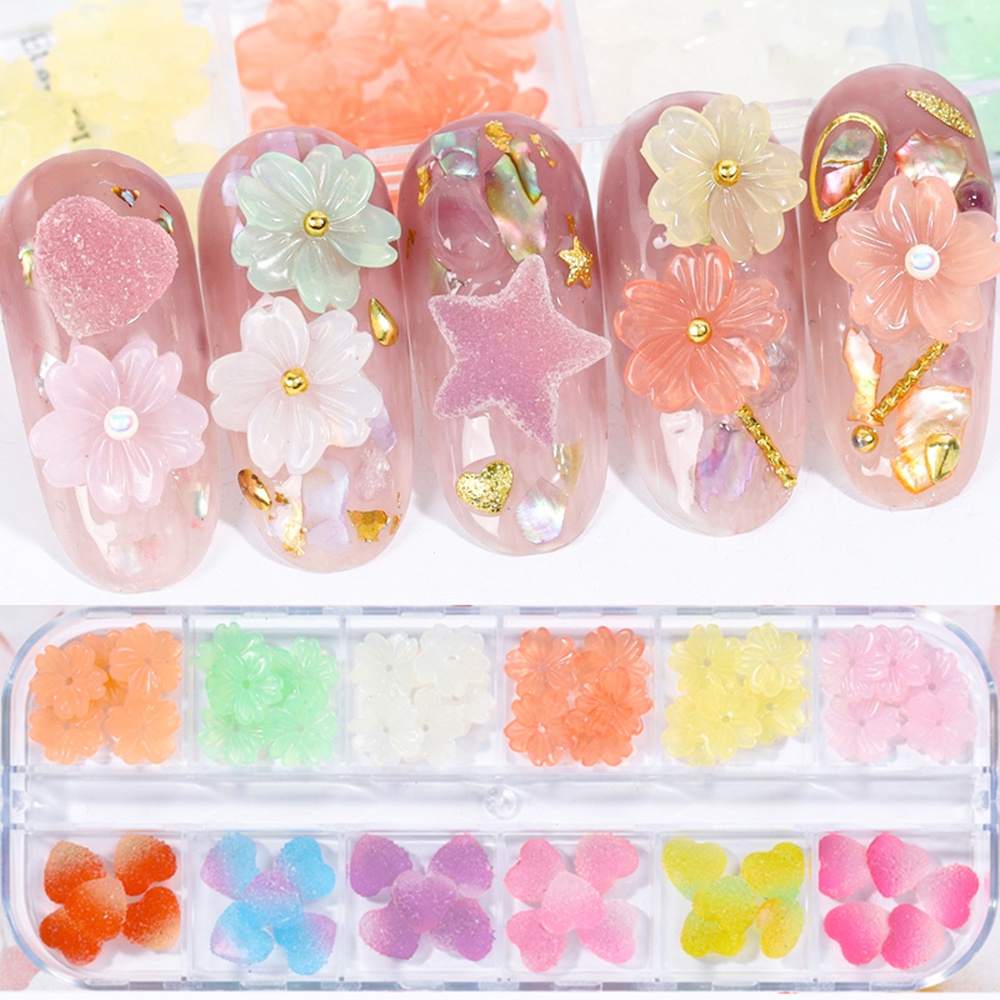 [Hàng mới về] Phụ kiện trang trí móng tay họa tiết tùy chọn 3d bằng nhựa resin nhiều màu sáng tạo DIY