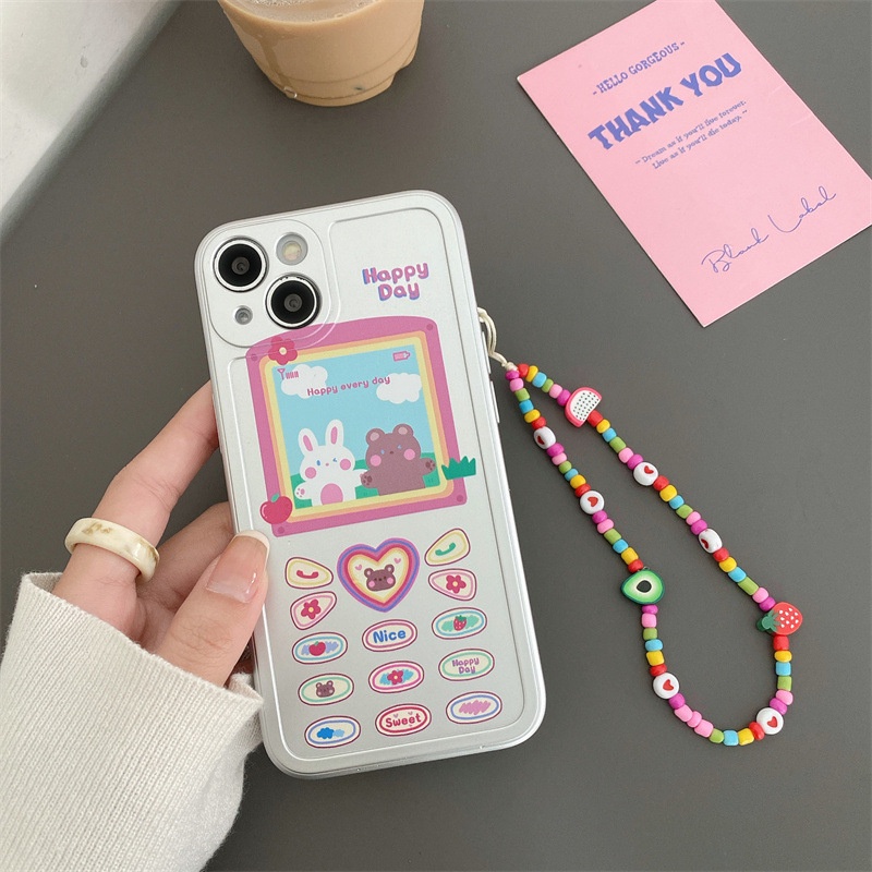 Ốp điện thoại bảo vệ chống lạc hình phím bấm có kết hạt thích hợp cho iPhone 7 8 Plus XR XS 11 12 13 Pro Max SE 2020