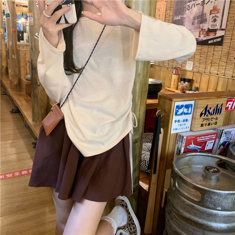 Áo Thun Dài Tay Xẻ Tà Cột Dây Thời Trang Cho Nữ 48926
