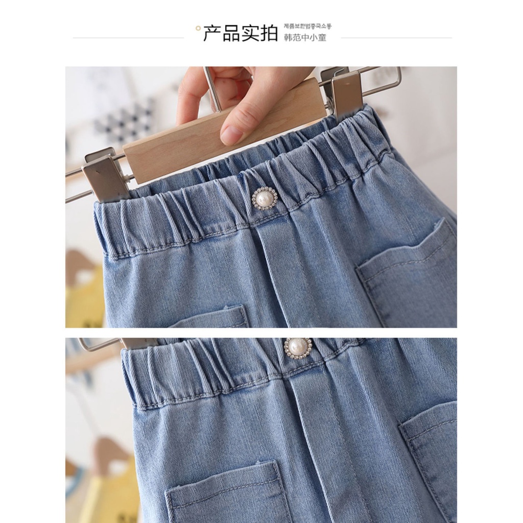 Đầm Denim Mùa Hè Dáng Rộng Phong Cách Thời Trang Nhật Hàn Mới 2022 Cho Bé Gái