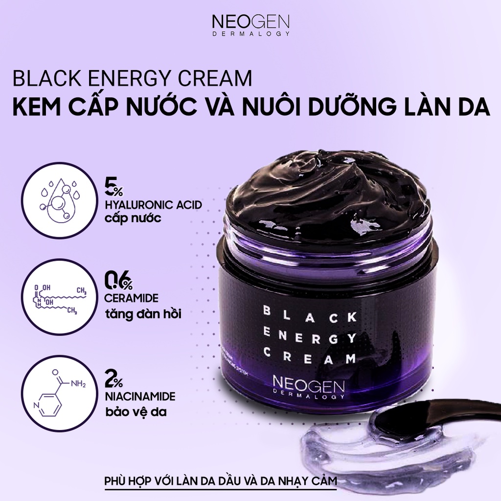 Kem Dưỡng Neogen Cấp Nước Nuôi Dưỡng Làn Da Dành Cho Da Dầu Và Da Nhạy Cảm Neogen Dermalogy Black Energy Cream 80ml