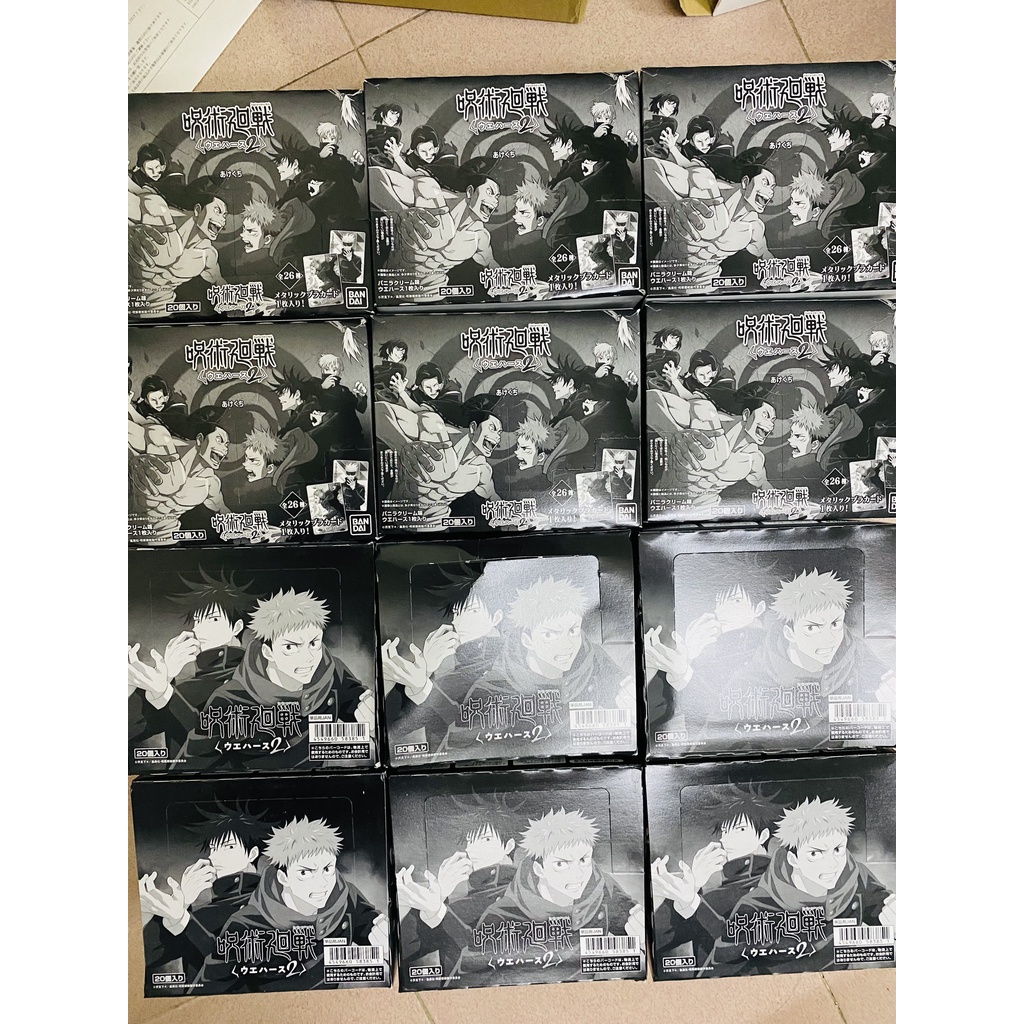 Thẻ nhẩn phẩm Jujutsu Kaisen Wafer box Card ver2 ver3 ver0 Gojo Itadori Megumi Nanami