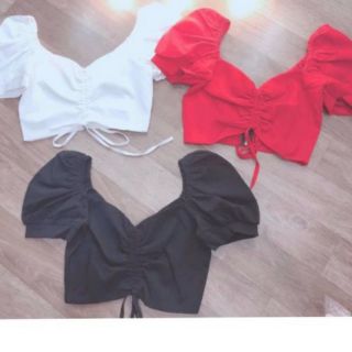 Áo kiểu tay phồng dây rút