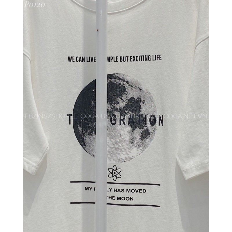 [P0120] Áo thun áo phông UNISEX mặt trăng THE MIGRATION form rộng vải cotton dày dặn (Có sẵn/ảnh thật)