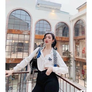SƠ MI LỤA THÊU DIOR KÈM KHĂN