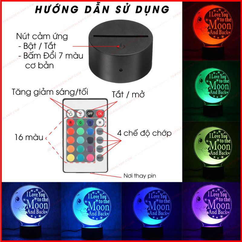 Đèn led 3D hình trái tim 16 màu - Khắc tên theo yêu cầu - Khắc hình trái tim - Quà tặng đặc biệt - Quà ý nghĩa