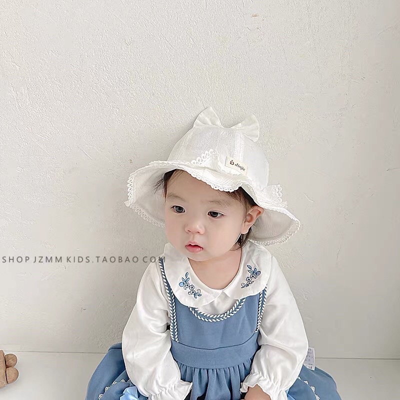 Mũ Vành Bèo đính nơ tiểu thư cho bé gái 1-3 tuổi Siêu Dễ Thương