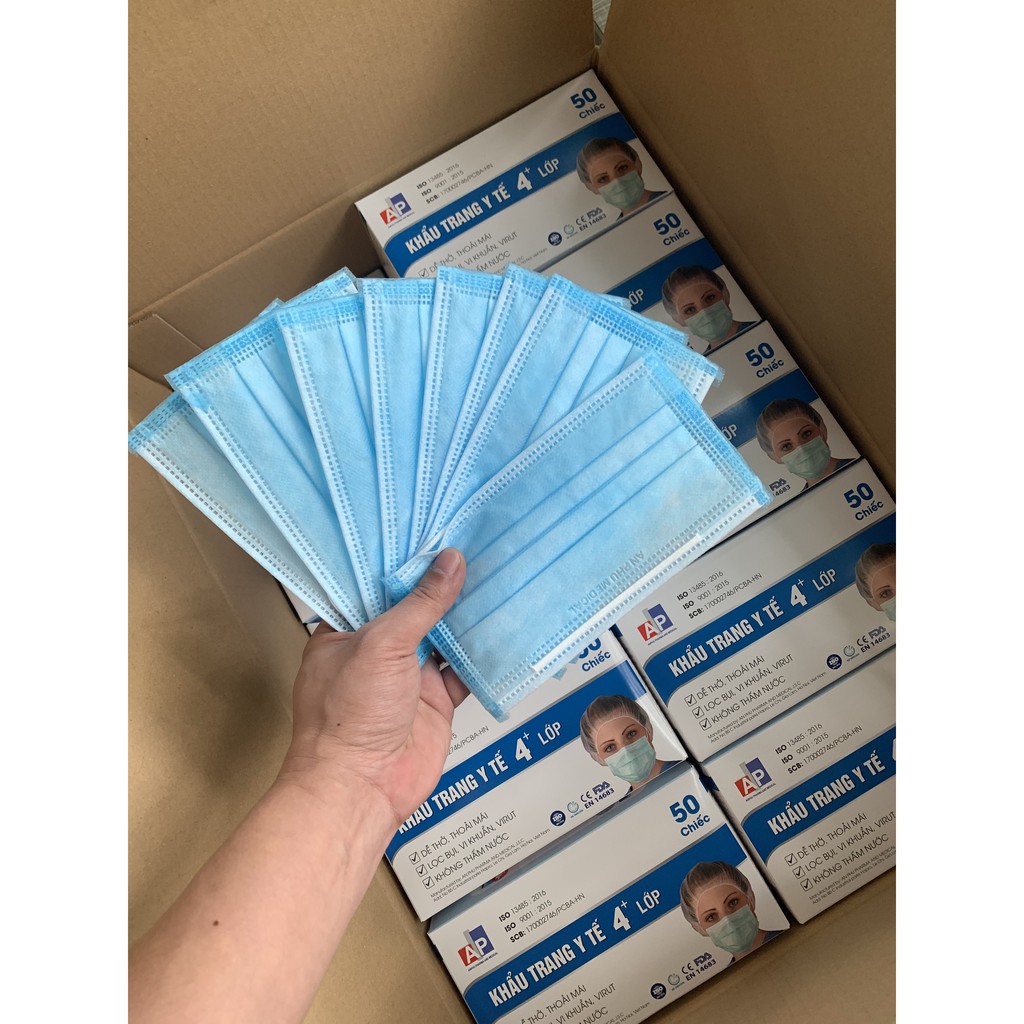 Khẩu Trang Y Tế 4 Lớp Có LOGO,Hộp 50 Chiếc Kháng Khuẩn,Lọc Khói Bụi Độc Hại , hàng nhà máy bán trực tiếp . | BigBuy360 - bigbuy360.vn