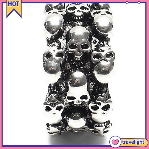 (Travelight) 1 nhẫn đeo khớp ngón tay bằng thép không gỉ hình đầu lâu phong cách gothic cho nam