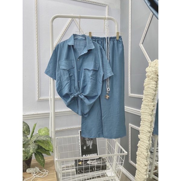 Sét đũi quần suông rộng