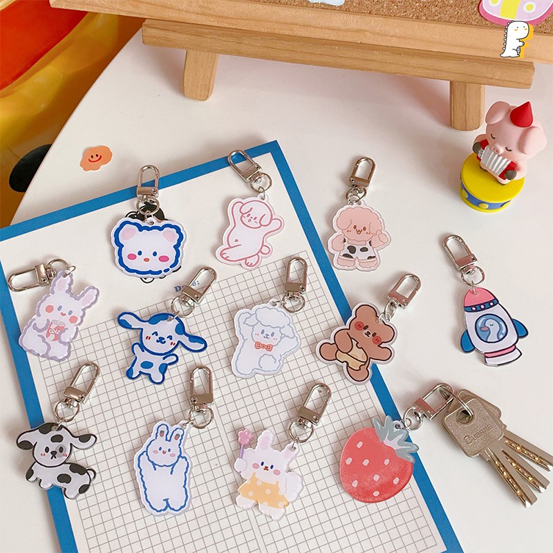 Móc khóa mica Hoạt hình móc kim loại