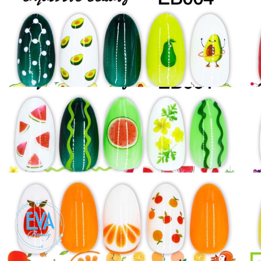 Sticker Dán Móng Tay 3D Dạng Decal Dán Chống Nước Hoạ Tiết Trái Cây Fresh  Orange Cam Tươi EB001