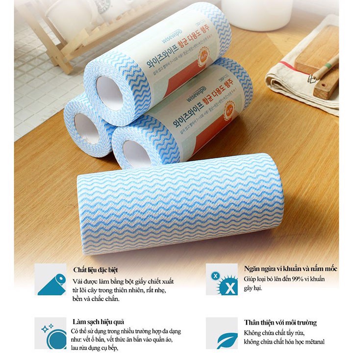 Sỉ 12k-Cuộn 50 miếng khăn lau đa năng bằng vải không dệt