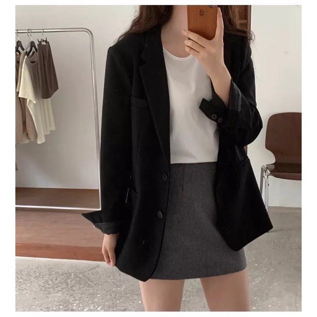 [Quà tặng dây buộc tóc bạn nhé]  Áo Blazer màu đen, áo vest tay dài 1 lớp trơn cho nữ màu đen- màu be - màu nâu | BigBuy360 - bigbuy360.vn