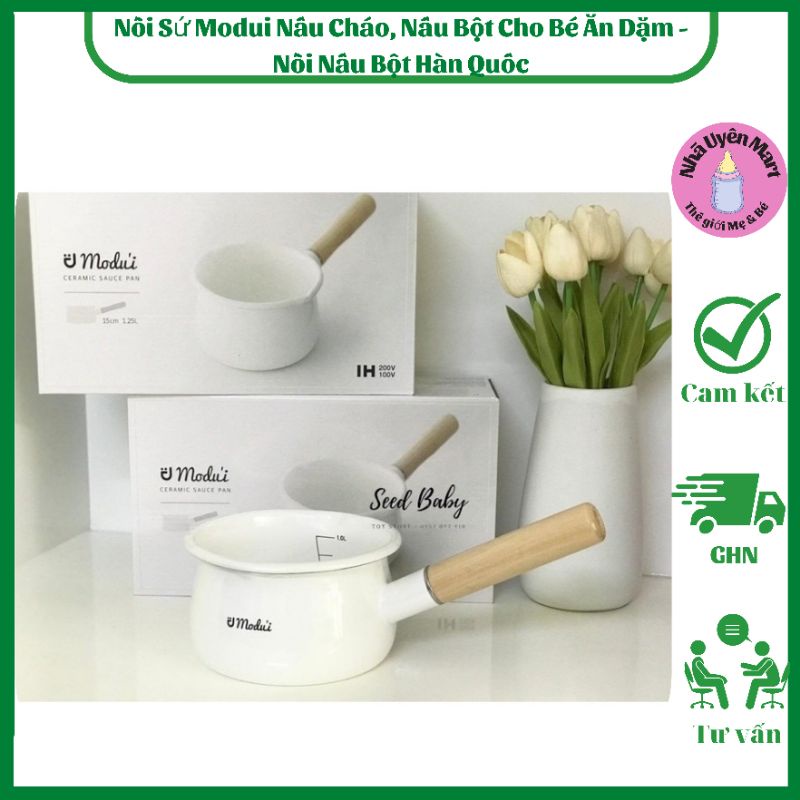 Nồi Sứ Modui Nấu Cháo, Nấu Bột Cho Bé Ăn Dặm - Nồi Nấu Bột Hàn Quốc