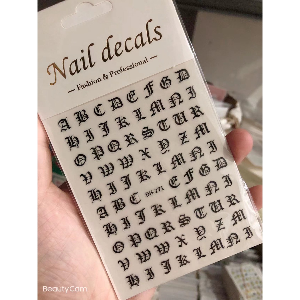sticker chữ trang trí nail