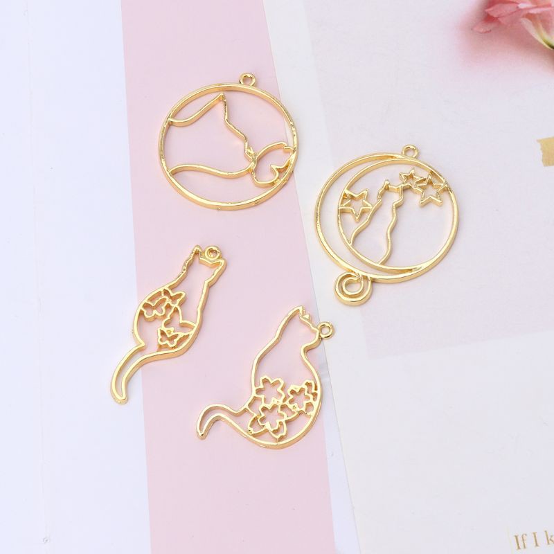 Mặt dây bezel thiết kế hình mèo và chú cún dễ thương almf phụ kiện thời trang