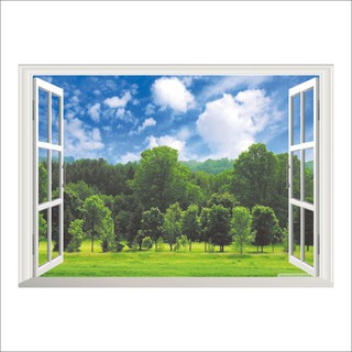 Decal Dán Tường 3D Hình Khu Rừng Cỏ Tự Nhiên