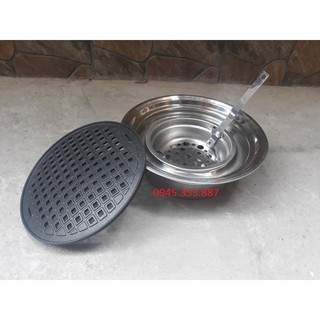 Bếp nướng than hoa âm bàn hút trên vỉ gang lỗ chống dính
