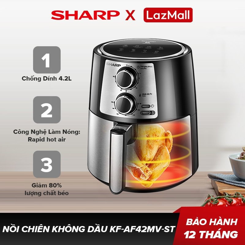 Nồi Chiên Không Dầu Sharp KF-AF42MV-ST 4.2 lít - Hàng Mới Chính Hãng