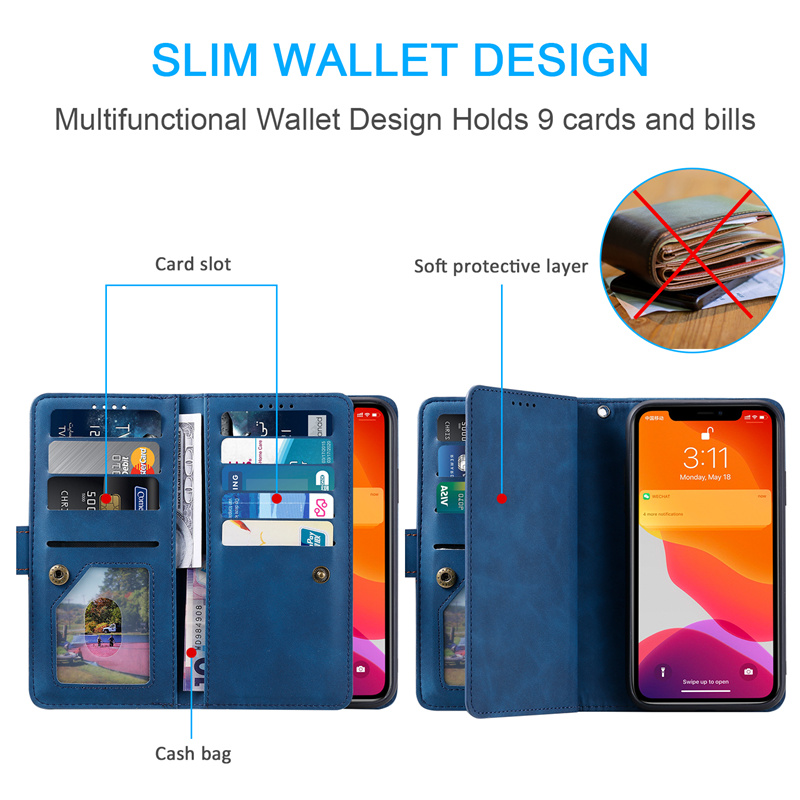 Bao da điện thoại kèm ví đựng thẻ nắp lật từ tính lấp lánh sang trọng cho For iPhone 13 12 11 Pro Max Mini 7 8 Plus