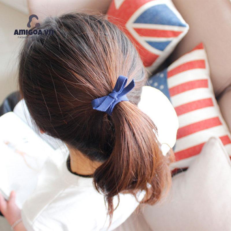 Dây Cột Tóc Cao Su Thắt Nơ Đơn Giản Thời Trang Cho Nữ