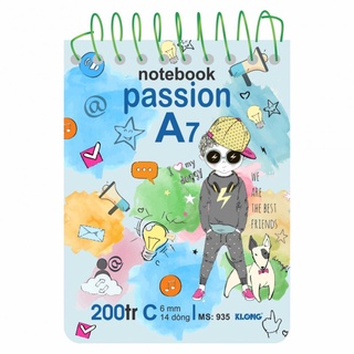 Sổ lò xo a6 a7 b6 notebook passion klong