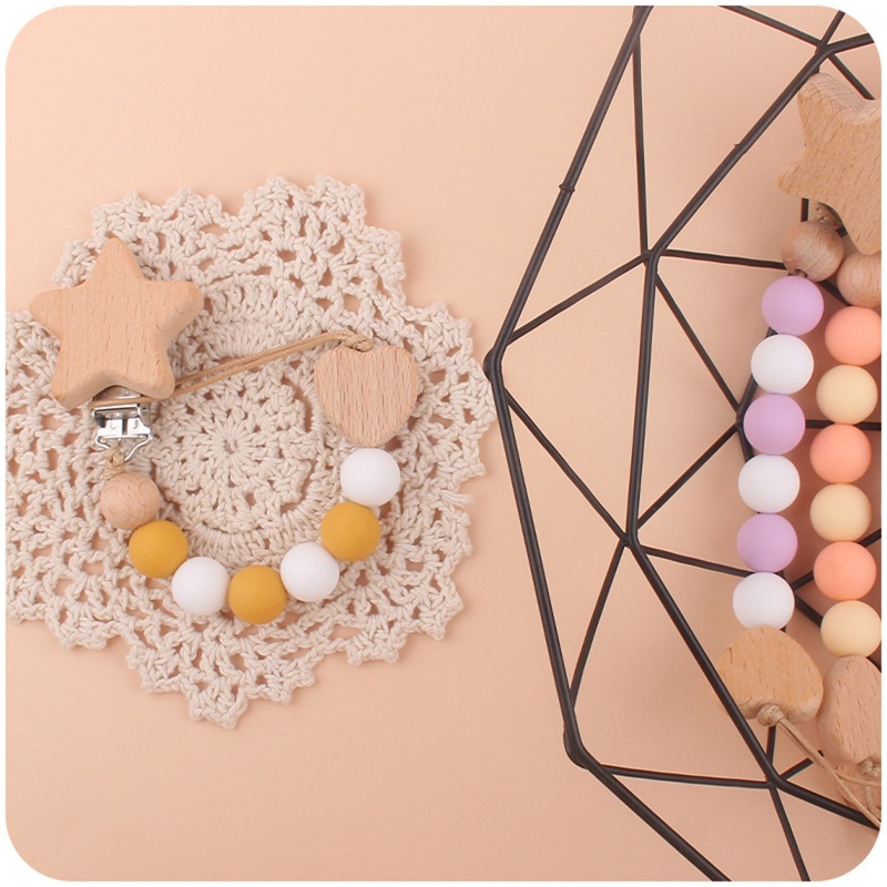 Giá Đỡ Núm Vú Giả Bằng Silicon Chuỗi Hạt Cho Bé Sơ Sinh Mọc Răng