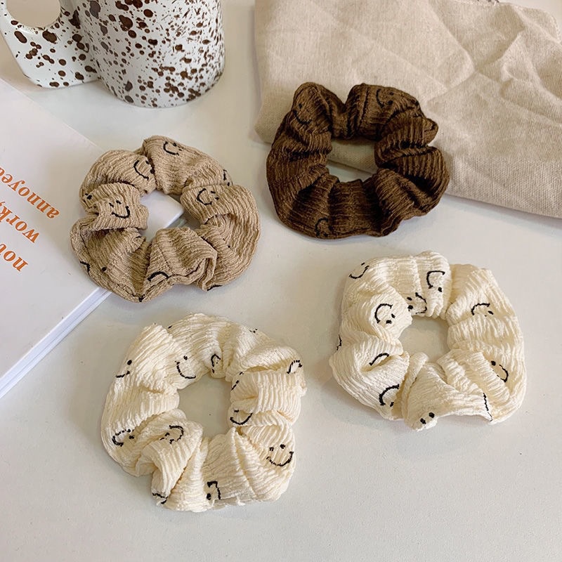 Scrunchies vải thời trang mặt cười