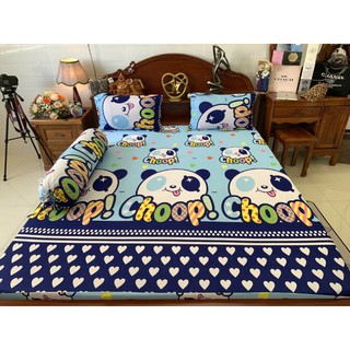 bộ drap thun hàn quốc hình gấu cho bé ( 2 màu)