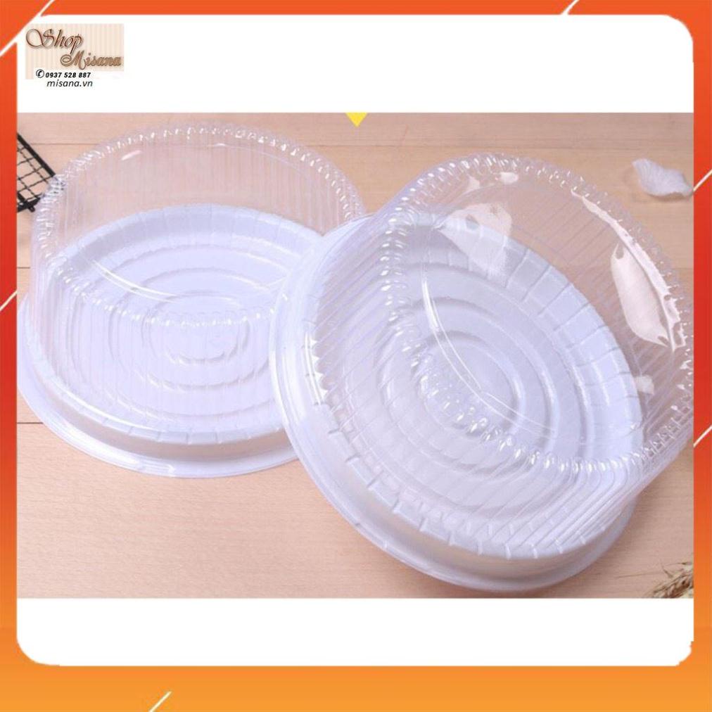 Hộp nhựa tròn đựng bánh đế trắng 18cm - A022