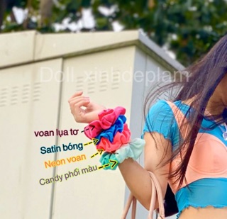 Scrunchies vải satin lụa bóng 20 màu