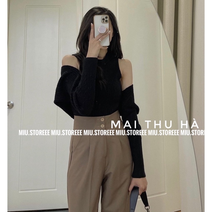 SET LEN ÁO BA LỖ KÈM ÁO KHOÁC CARDIGAN