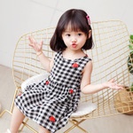 Đầm công chúa sát nách in hình trái cây động vật chất liệu cotton thời trang mùa hè cho bé gái