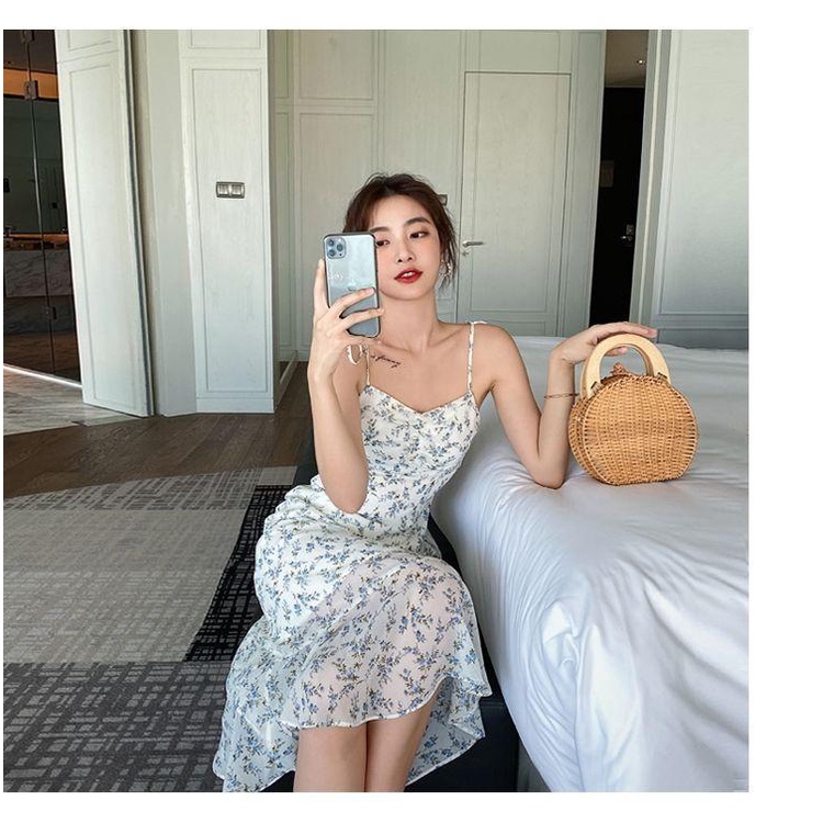 Đầm voan hoa hai dây thời trang mùa hè hàn quốc dành cho nữ