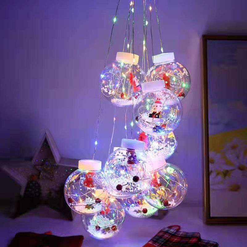 Đèn led đom đóm kèm 10 bóng noen 5 chế độ nháy hình ông già noen decor. Dây dài 3m 10 bóng so le siêu xinh. tặng dính.