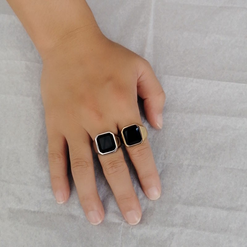 weiweijewelry/Nhẫn bạc thời trang nam-Nhẫn đá quý đen