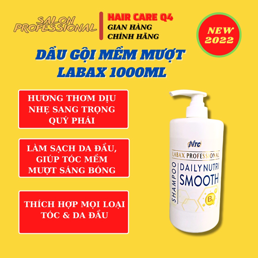 Dầu Gội NTC Labax Professional Daily Nutri  Smooth B5  Phục Hồi Tóc Hư Tổn 1000ml Chính Hãng  - Hair Care Q4